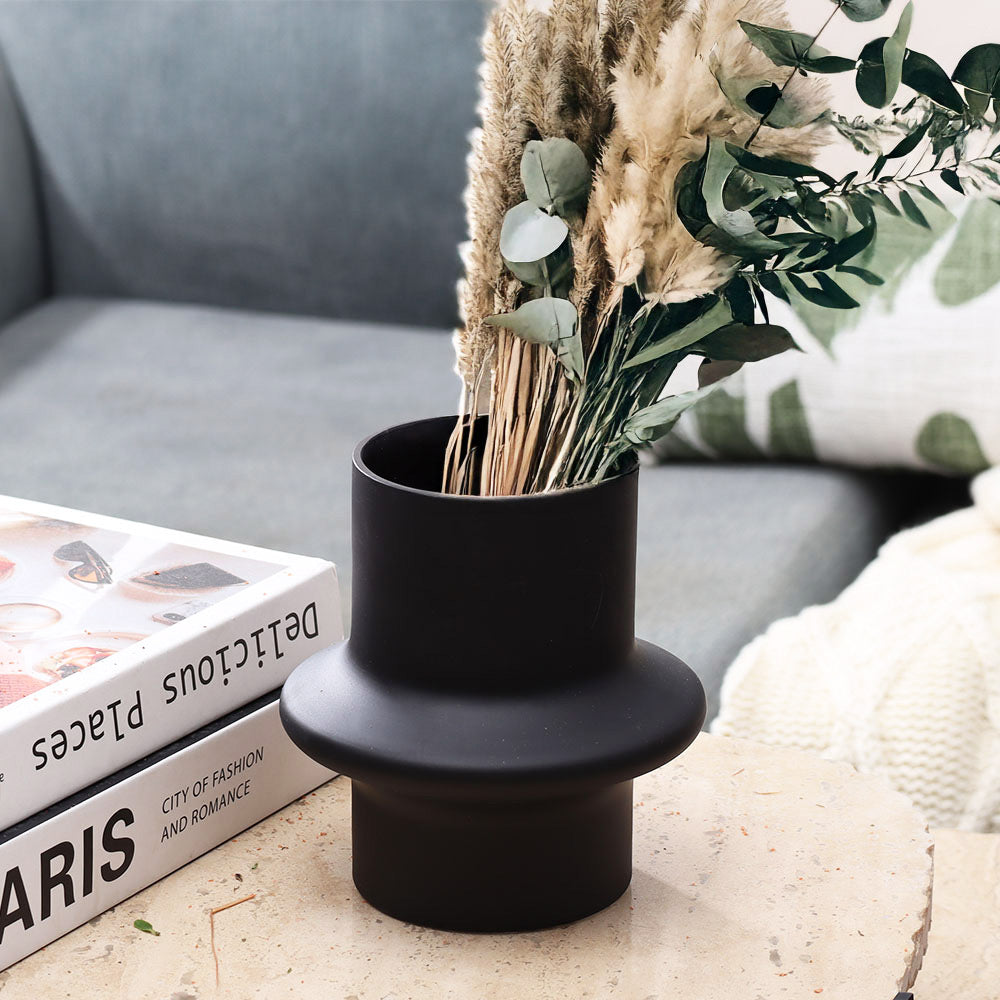 Olivia Sandblasted Glass Vase Small - Black