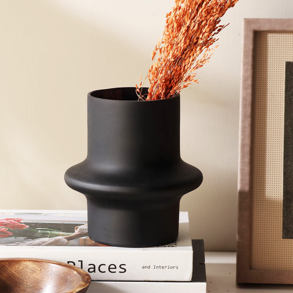 Olivia Sandblasted Glass Vase Small - Black
