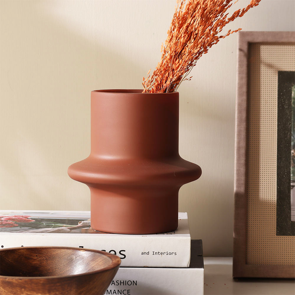 Olivia Sandblasted Glass Vase Small - Terracotta