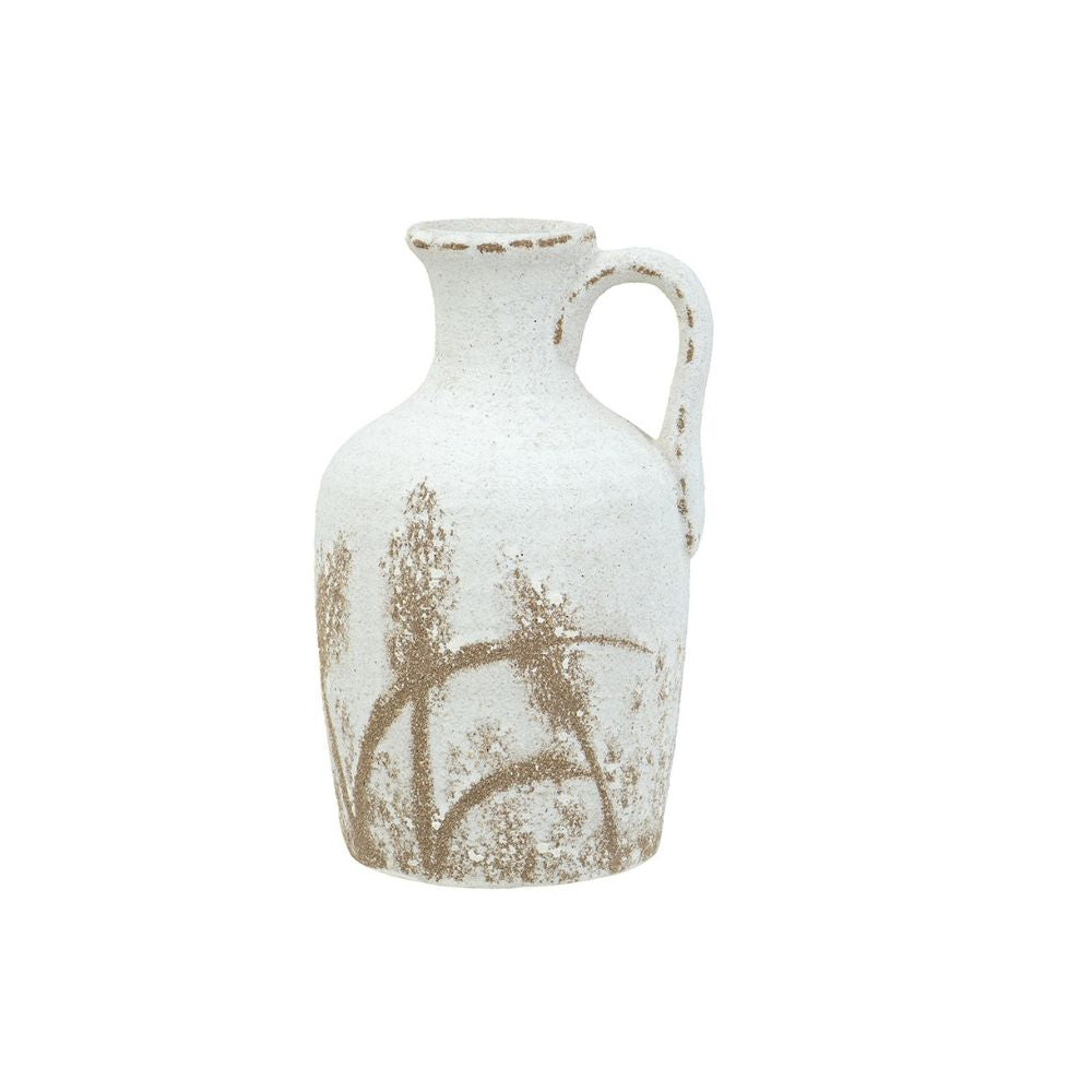 Olla Ceramic Textured Vase Medium - White Brown