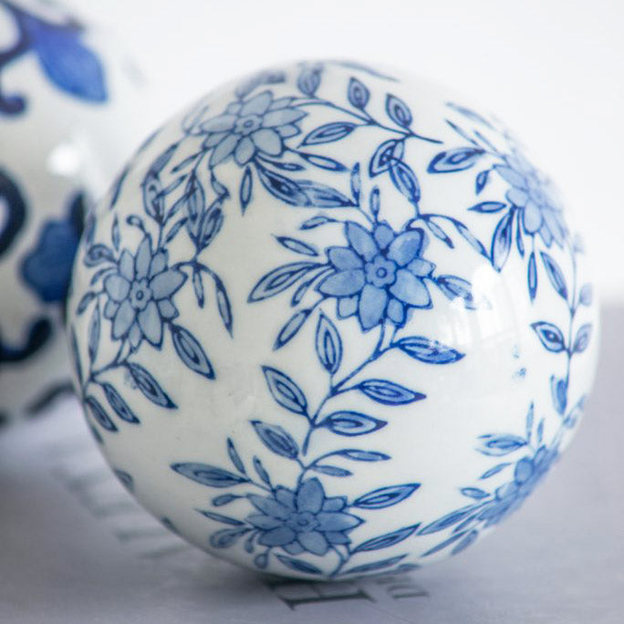 Olsen Ceramic Decorative Accent Balls, Set of 6 - Blue Vines