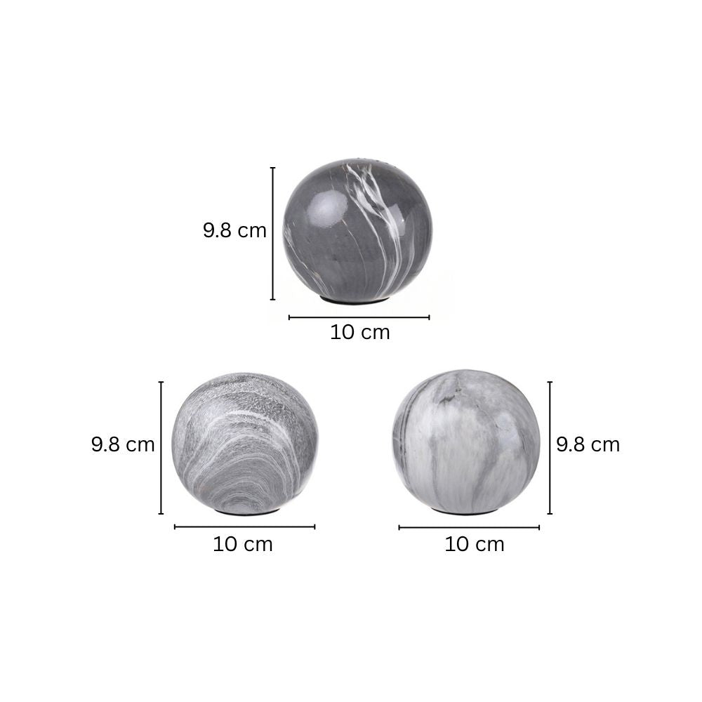Olsen Ceramic Decorative Accent Balls, Set of 3 - Marbled Grey