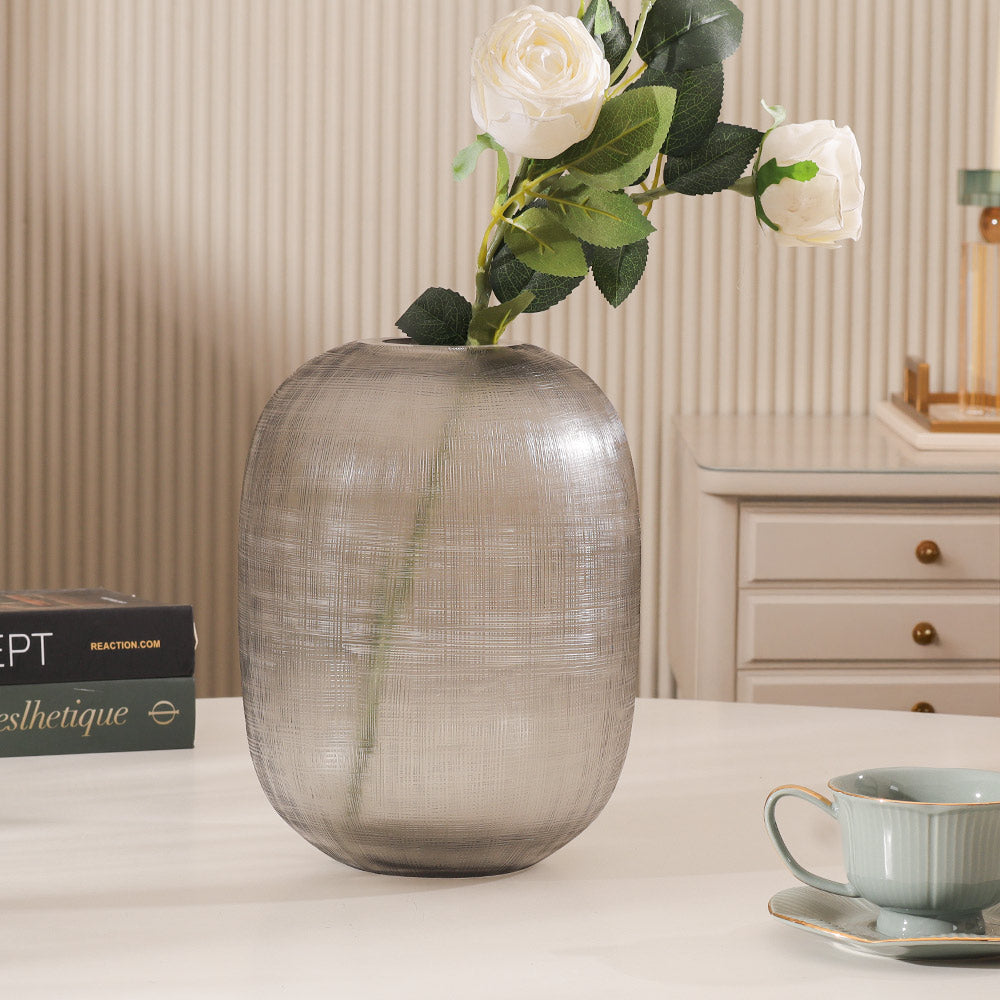 Omnia Glass Vase Medium - Smoke Grey