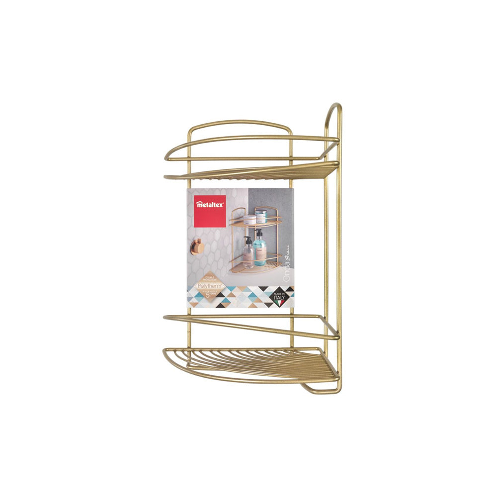 Onda 2-Tier Corner Shelf - Brass