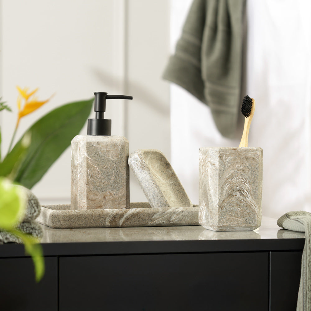 Onyx 4-piece Bathroom Set - Marbled Granite