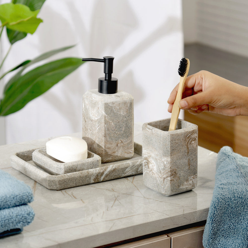 Onyx 4-piece Bathroom Set - Marbled Granite