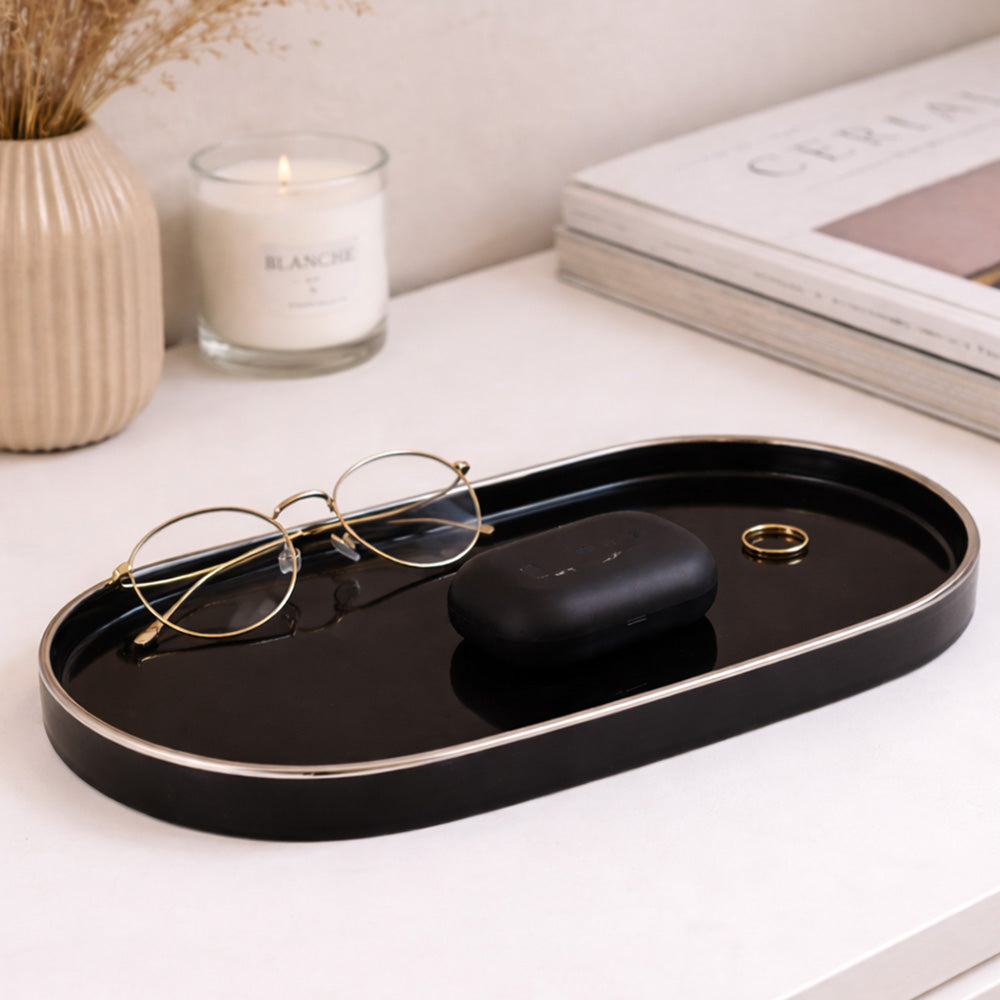 Onyx Oval Serving Platter Large - Black