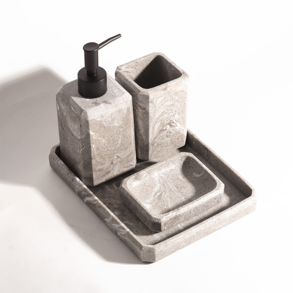 Onyx 4-piece Bathroom Set - Marbled Granite