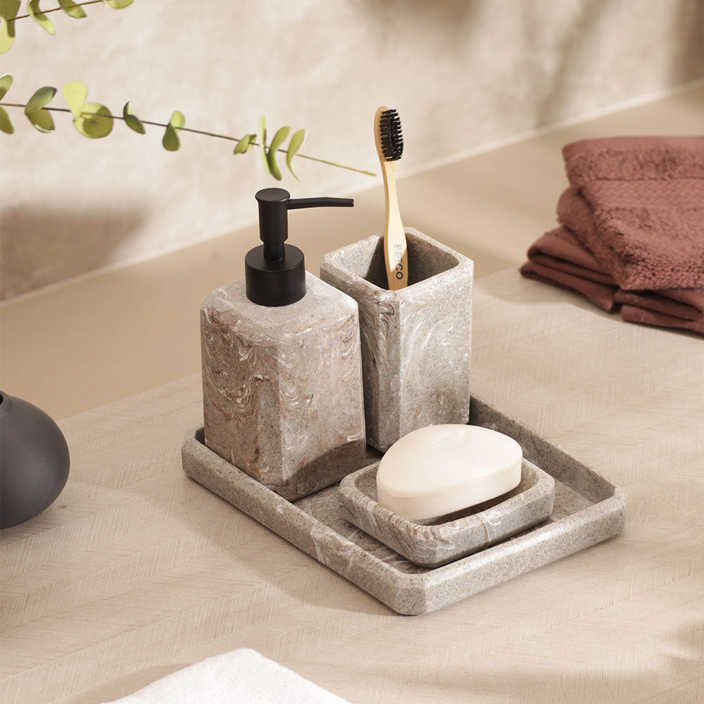 Onyx 4-piece Bathroom Set - Marbled Granite