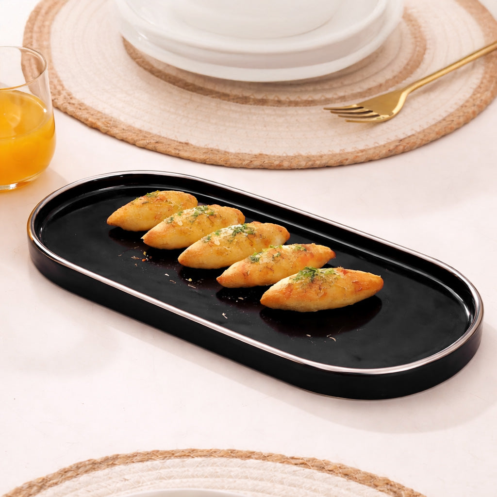 Onyx Oval Serving Platter Large - Black