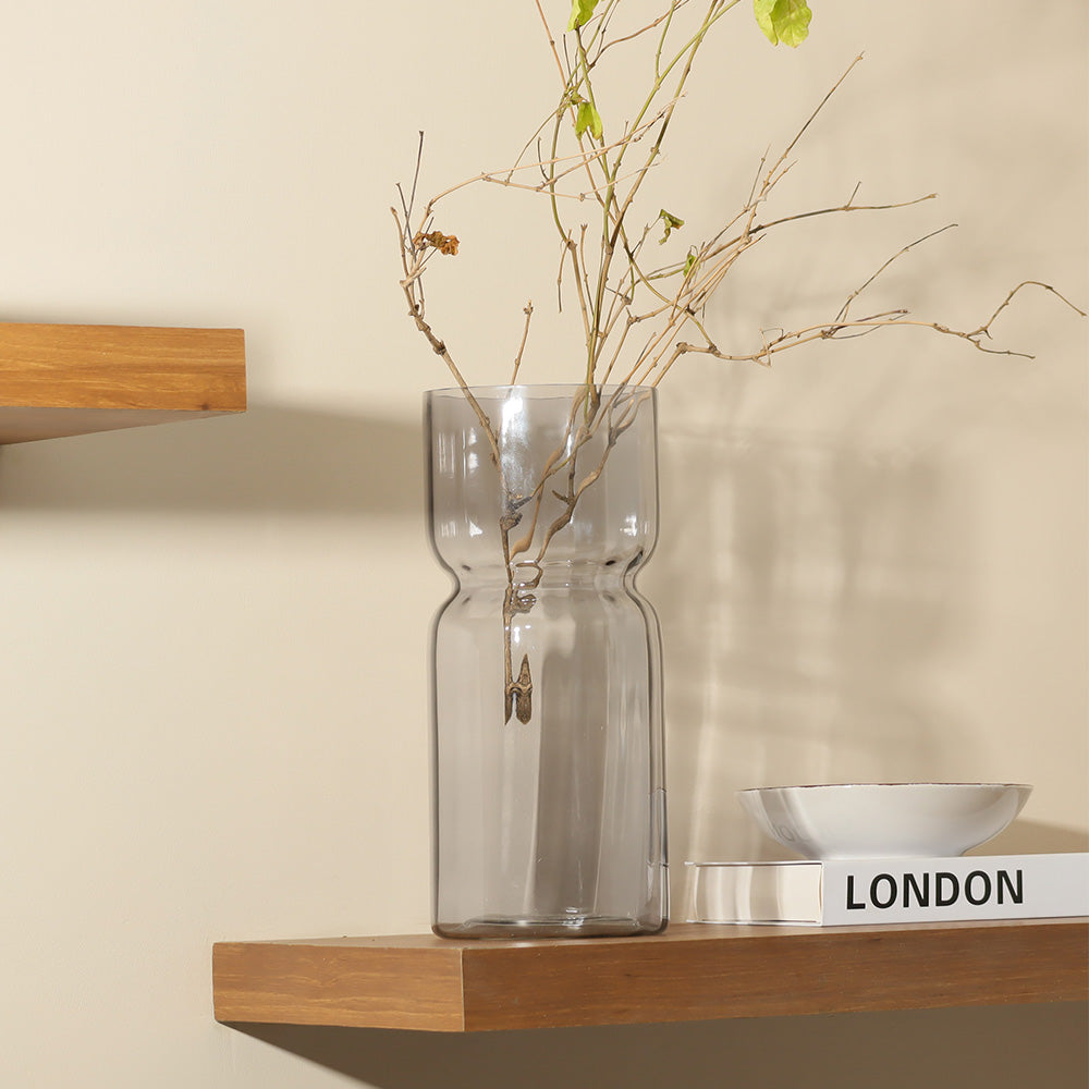Ophelia Fluted Glass Vase Tall - Light Grey