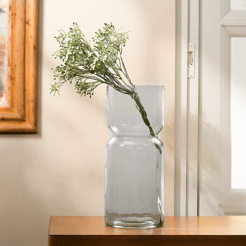 Ophelia Fluted Glass Vase Tall - Light Grey