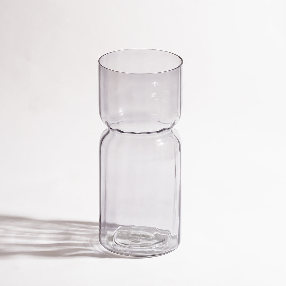 Ophelia Fluted Glass Vase Tall - Light Grey