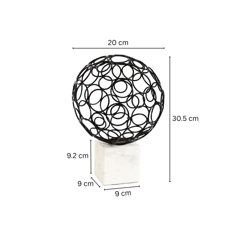 Opulant Steel & Marble Sculpture Large - Black White