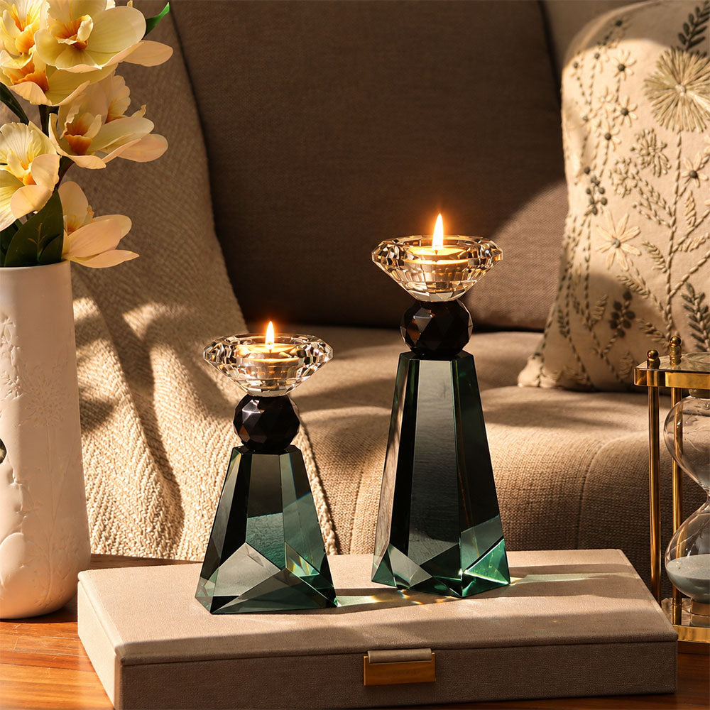Opulence Crystal Tealight Holder Small - Turquoise