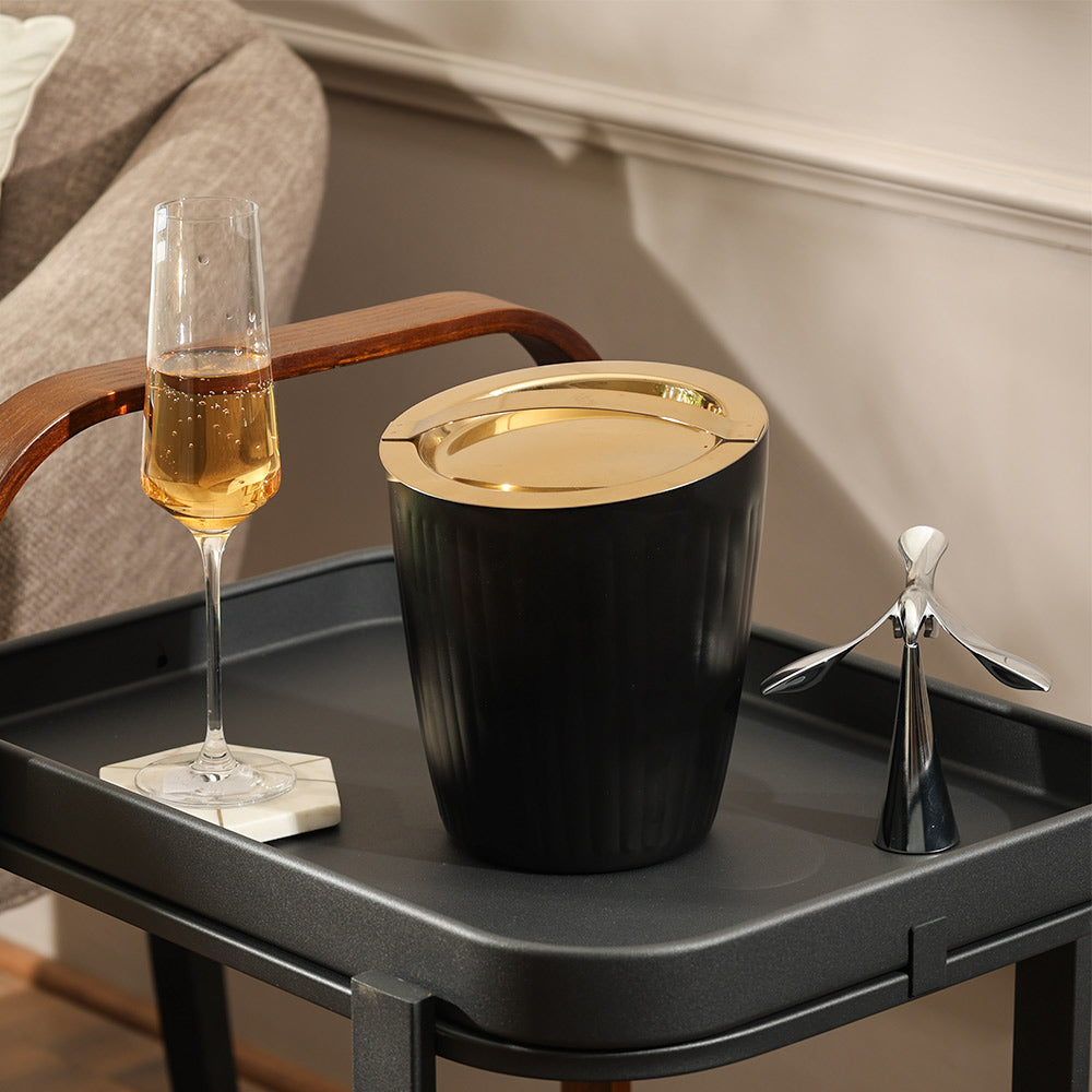 Opus Double-Walled Ice Bucket with Lid - Black Gold