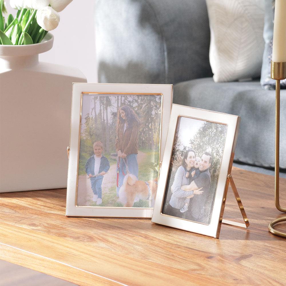 Opus Photo Frame Medium - White Gold