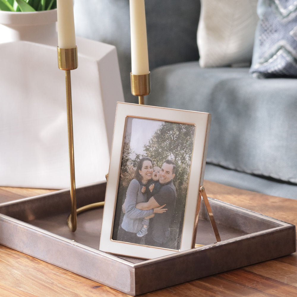 Opus Photo Frame Medium - White Gold