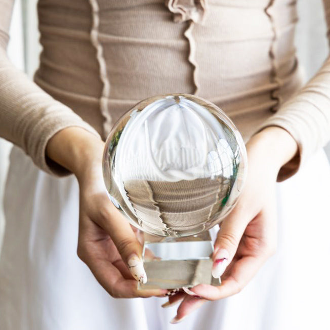 Oracle Glass Ball Accent with Base - Clear