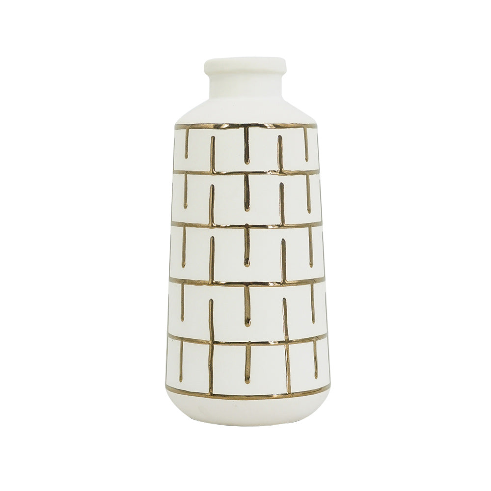 Orlo Ceramic Vase Large - White Gold