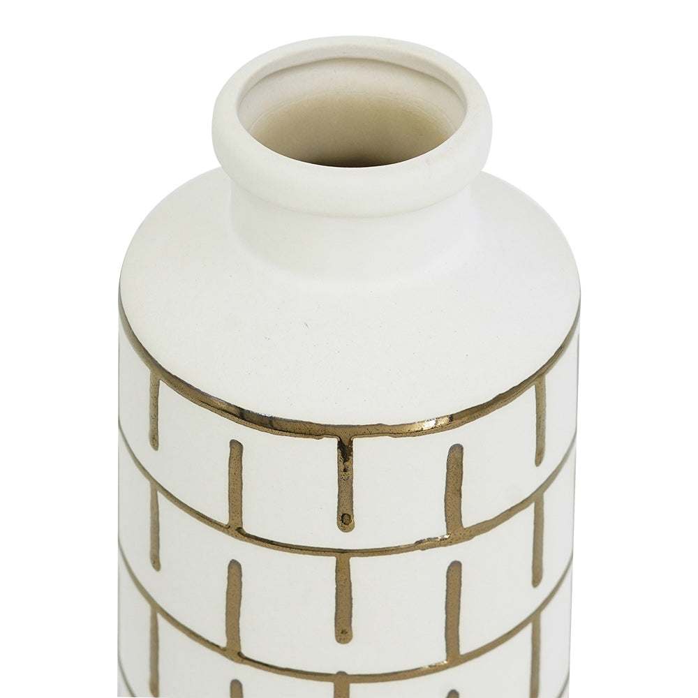 Orlo Ceramic Vase Large - White Gold