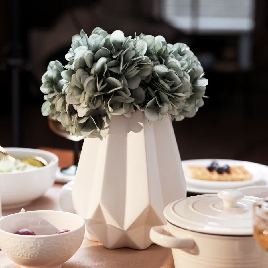 Origami Geo Ceramic Vase Medium - White