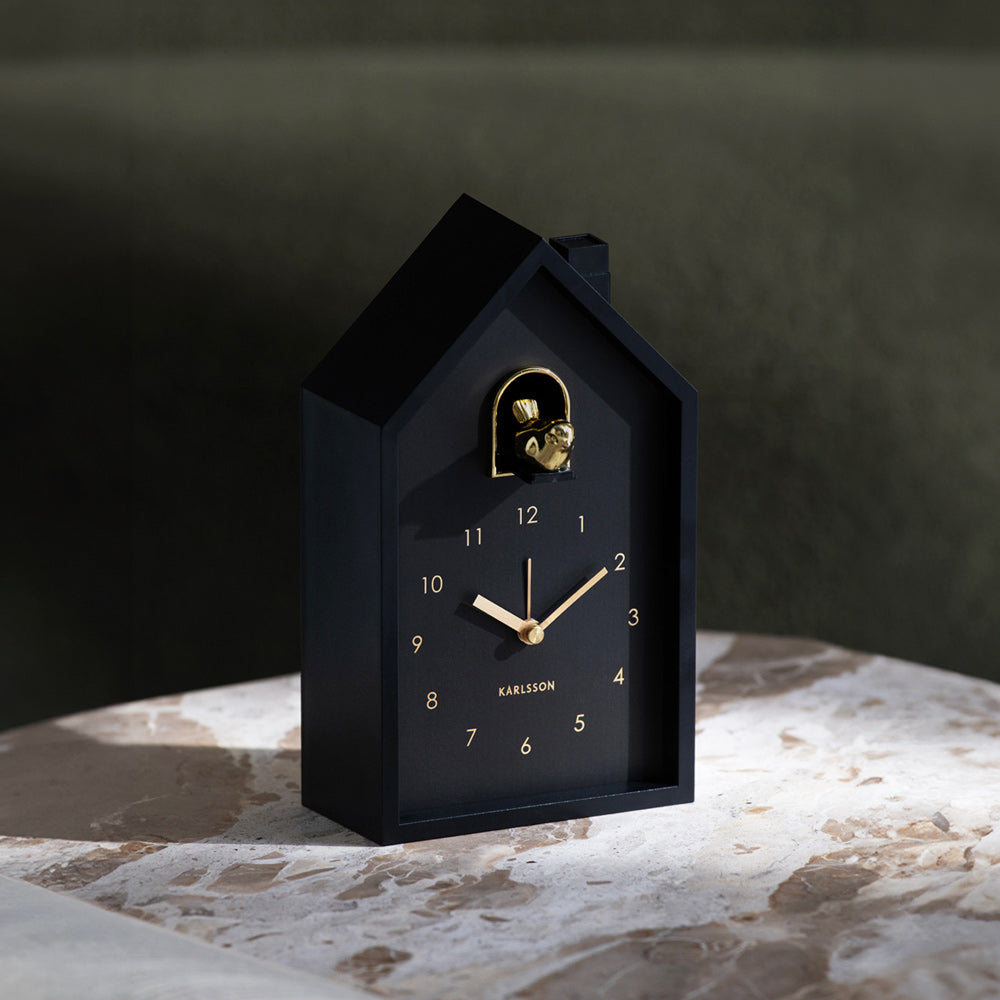 Oro Modern Cuckoo Alarm Clock - Black