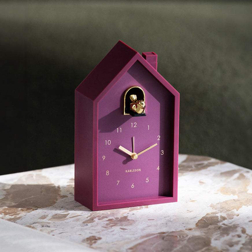 Oro Modern Cuckoo Alarm Clock - Dark Mauve