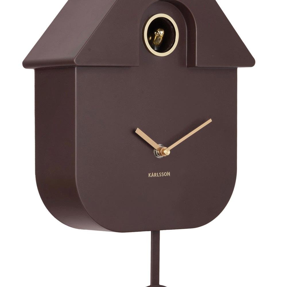 Oro Modern Cuckoo Pendulum Wall Clock - Dark Brown