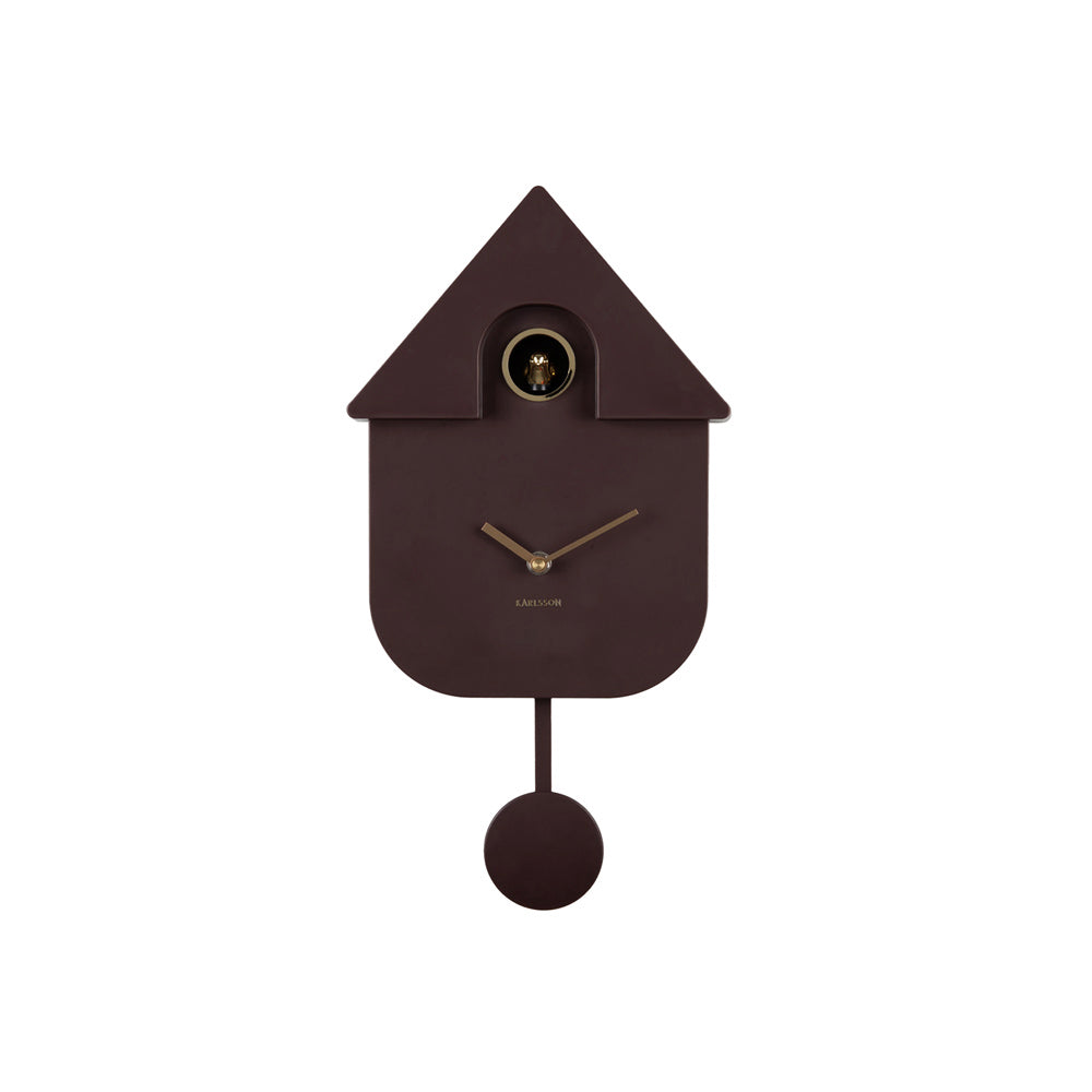 Oro Modern Cuckoo Pendulum Wall Clock - Dark Brown