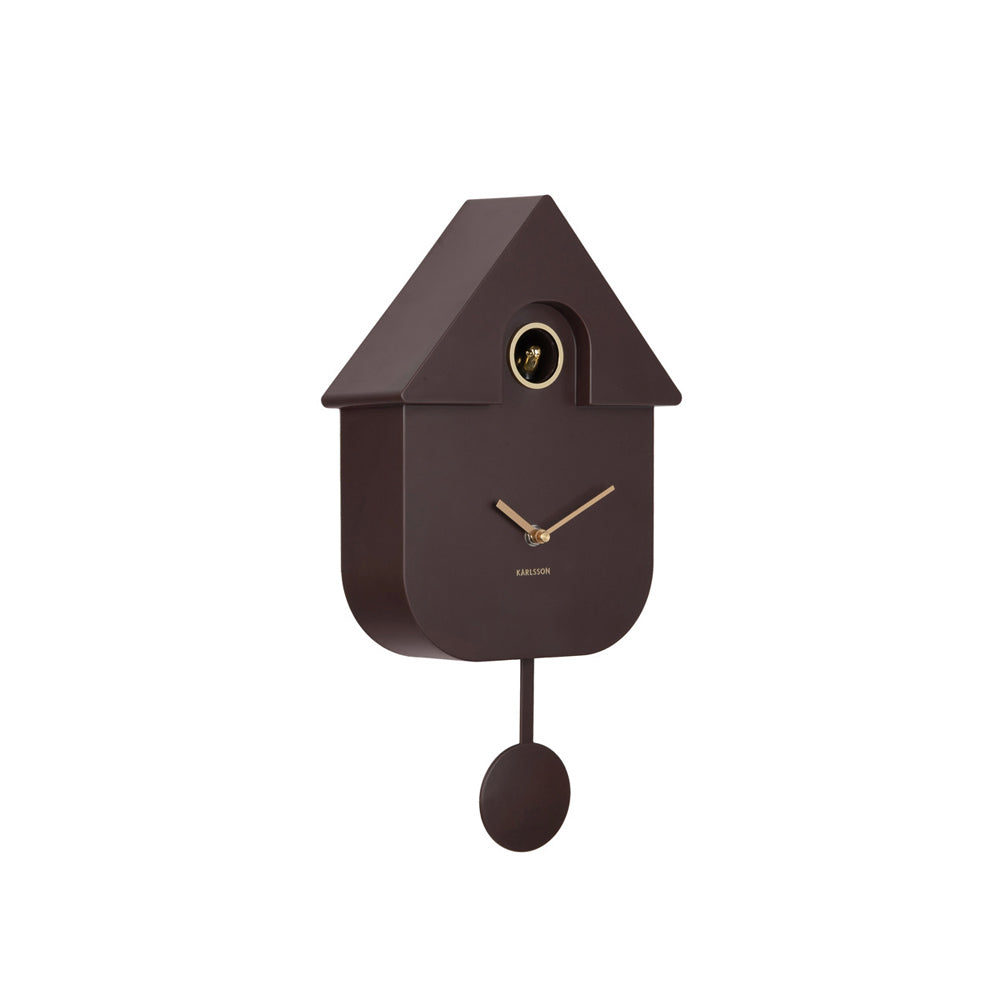 Oro Modern Cuckoo Pendulum Wall Clock - Dark Brown