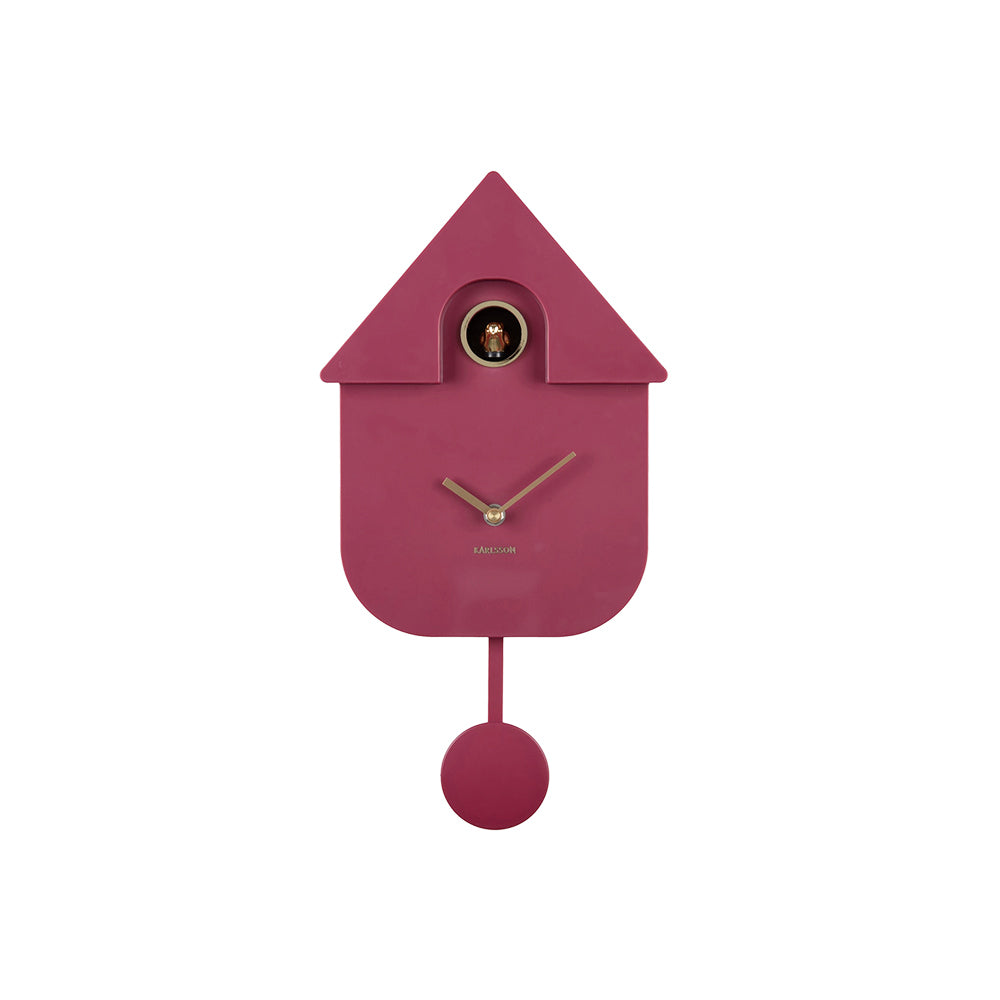 Oro Modern Cuckoo Pendulum Wall Clock - Dark Mauve