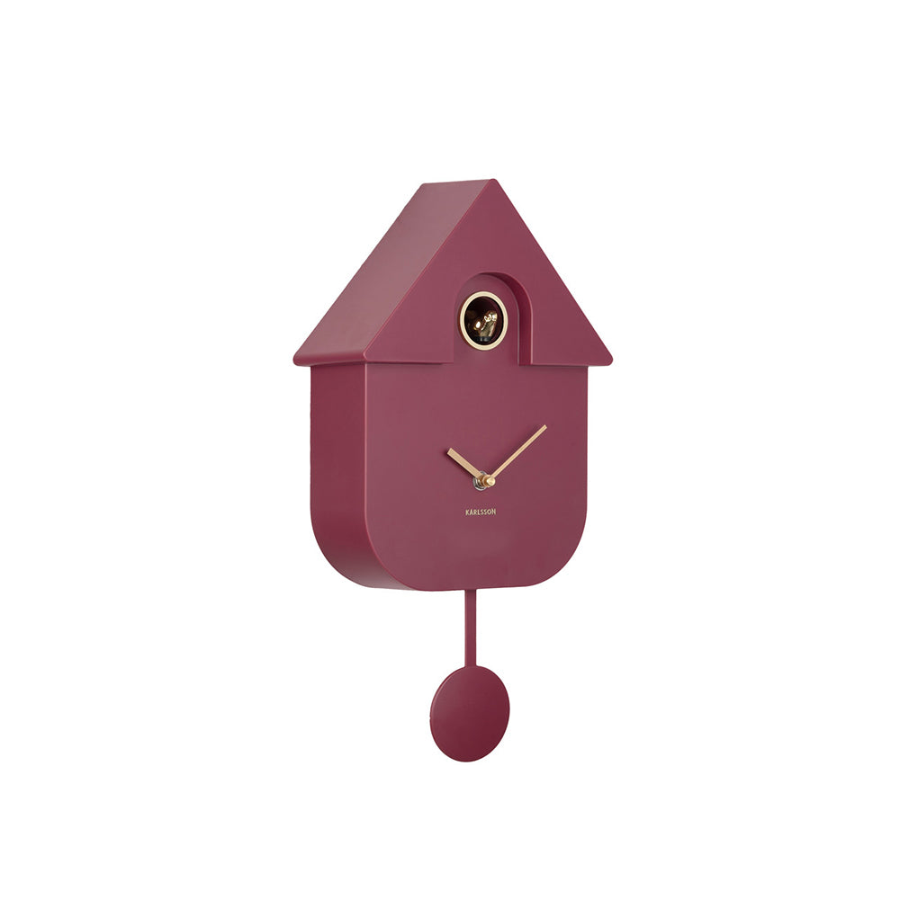 Oro Modern Cuckoo Pendulum Wall Clock - Dark Mauve