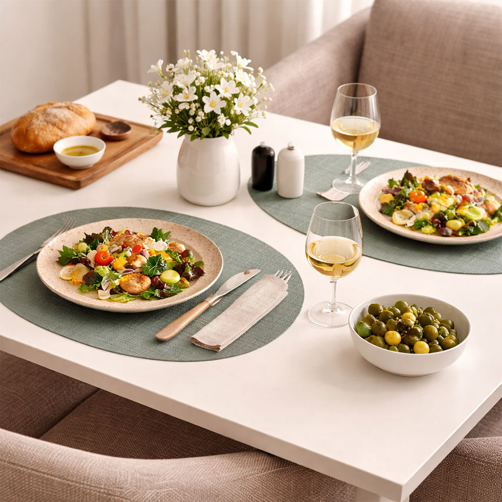 Arrondi Oval Placemats, Set of 2 - Jade