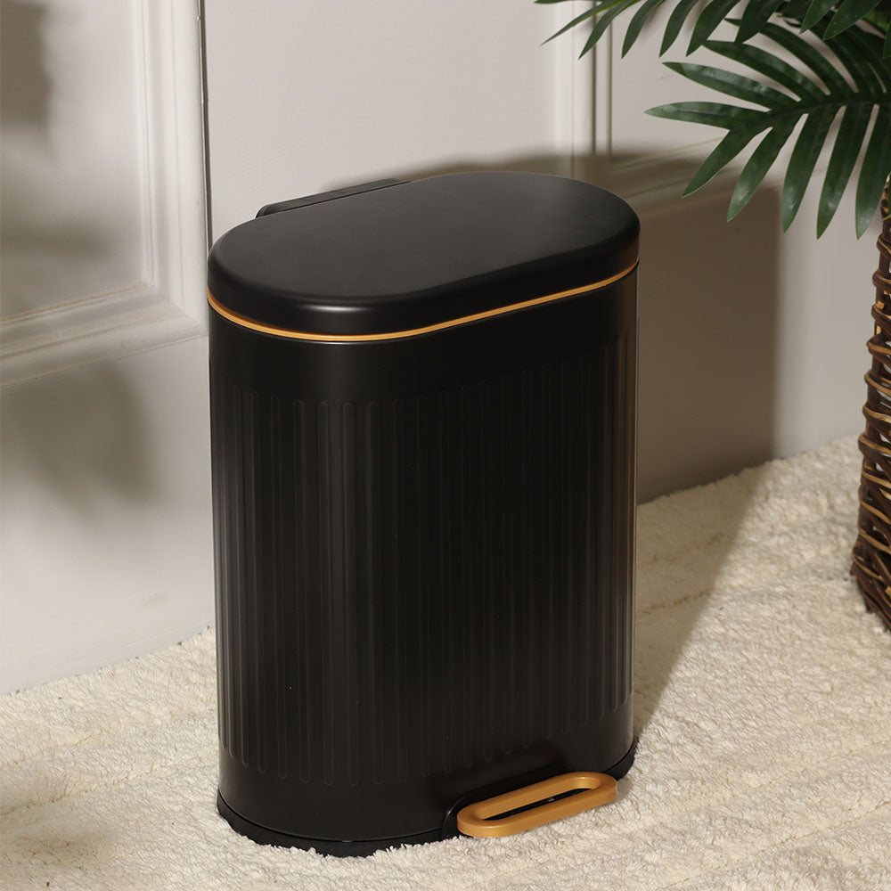Ovate Pedal Bin 6L - Black & Gold