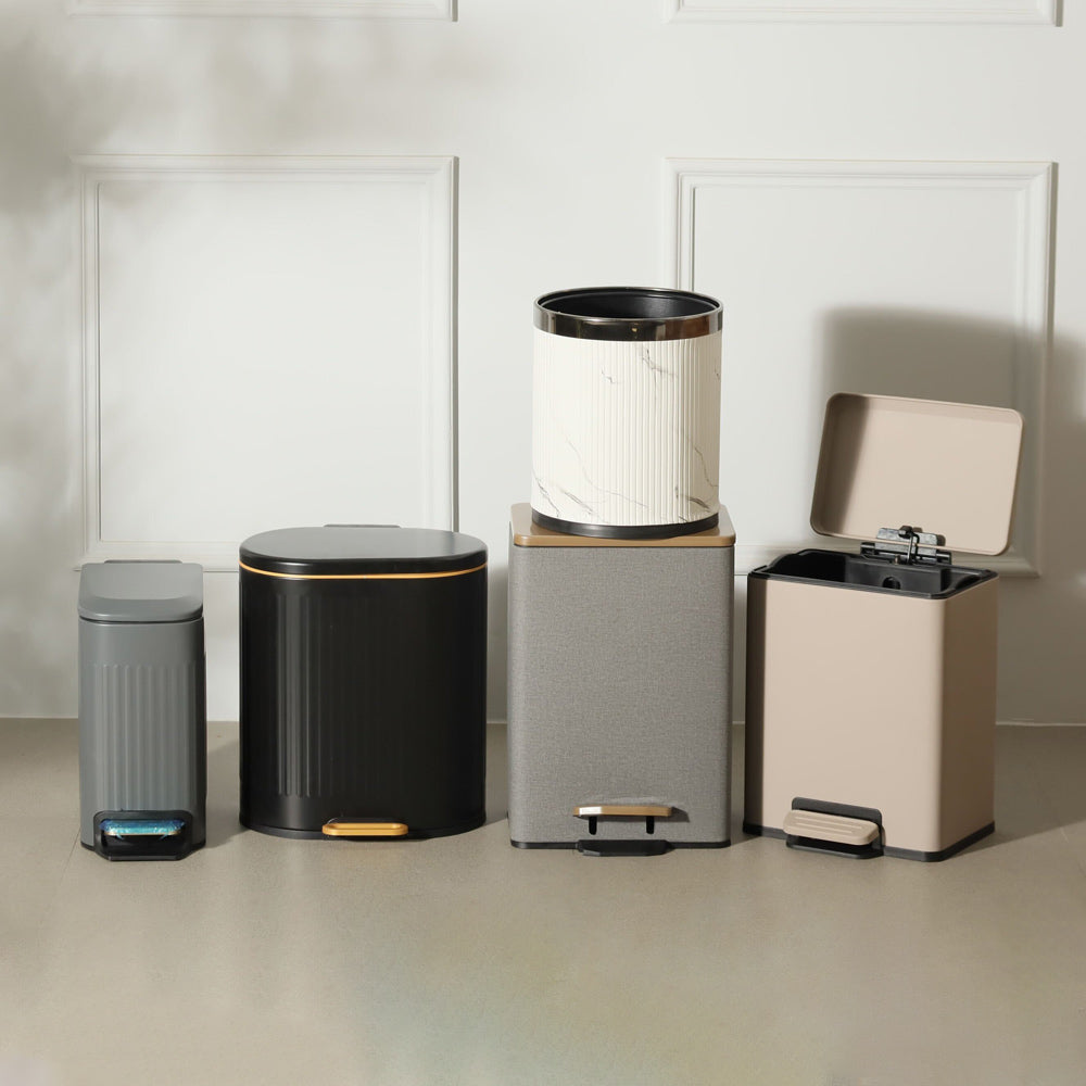 Ovate Pedal Bin 6L - Black & Gold