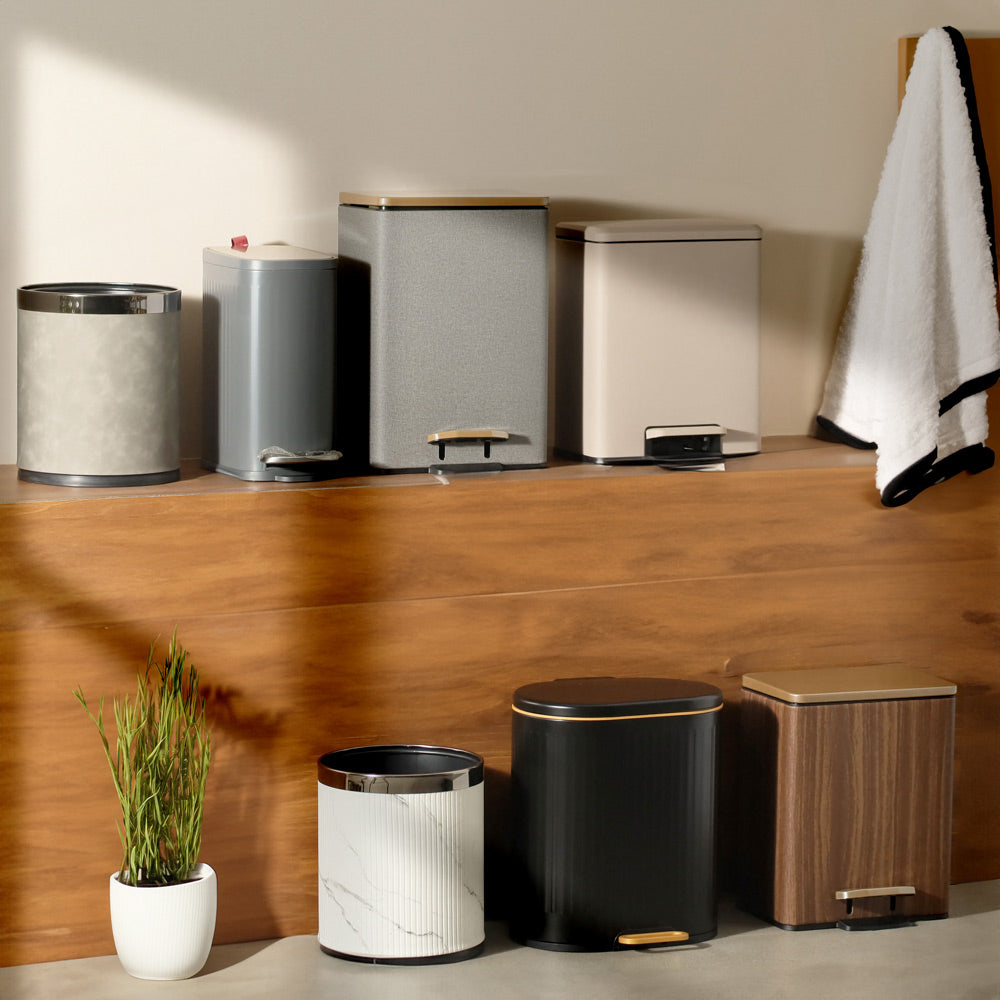 Ovate Pedal Bin 6L - Black & Gold