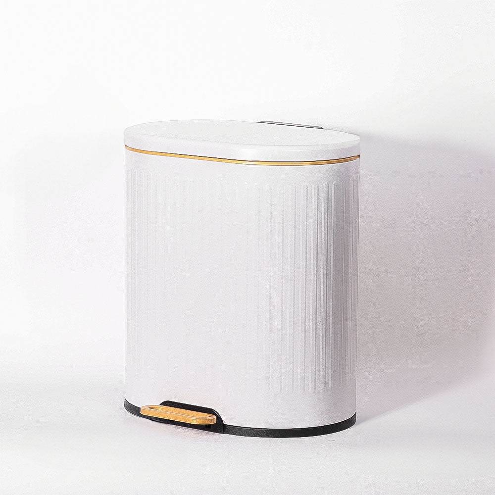 Ovate Pedal Bin 9L - White & Gold