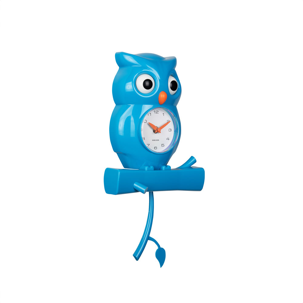 Owl Pendulum Wall Clock - Bright Blue