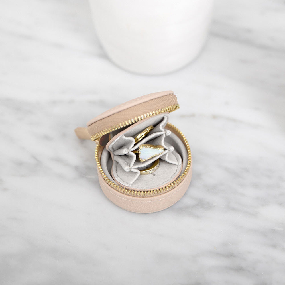 Oyster Travel Jewellery Box - Blush Pink & Gold