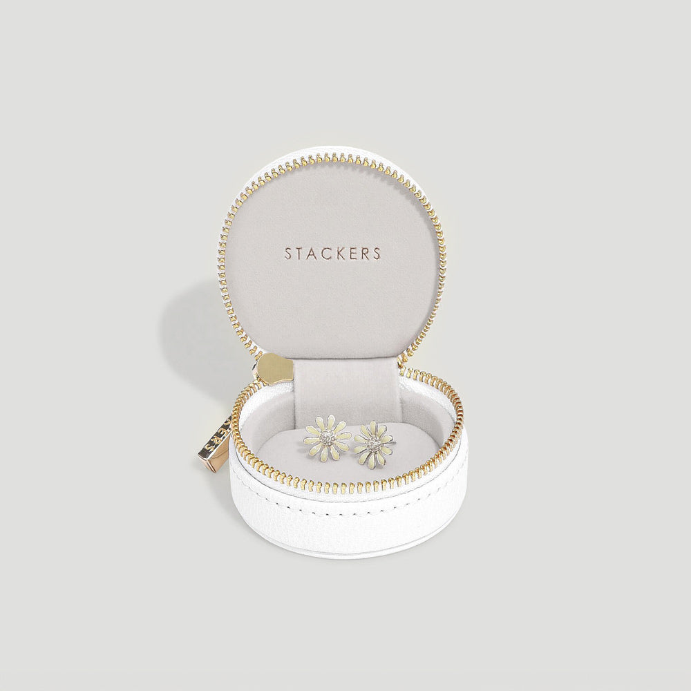 Oyster Travel Jewellery Box - Pebble White