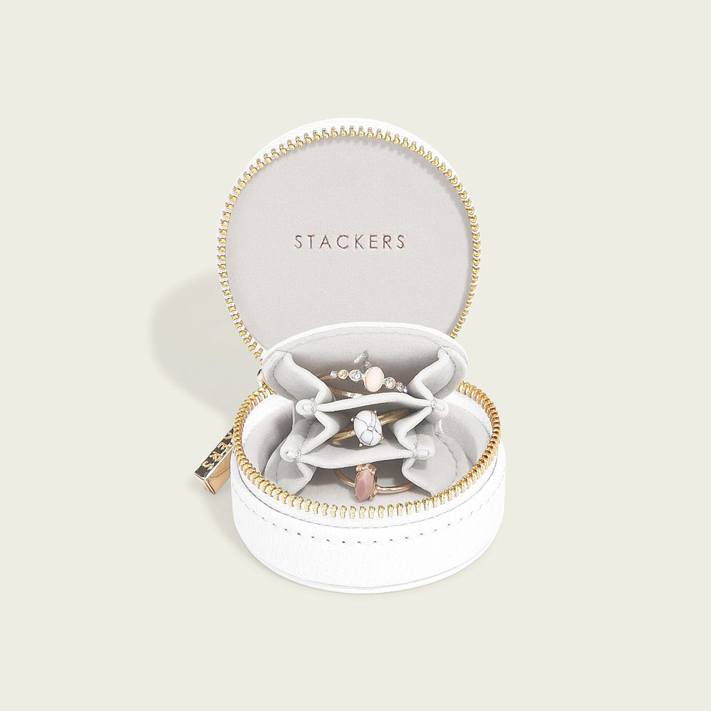 Oyster Travel Jewellery Box - Pebble White