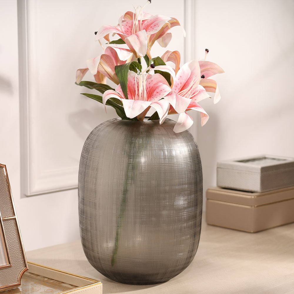 Omnia Glass Vase Medium - Smoke Grey
