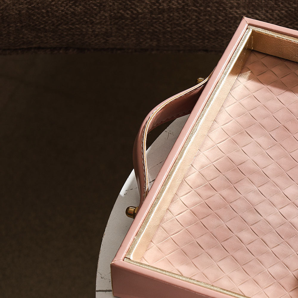 Paca Weave Serving Tray Large - Dusty Pink