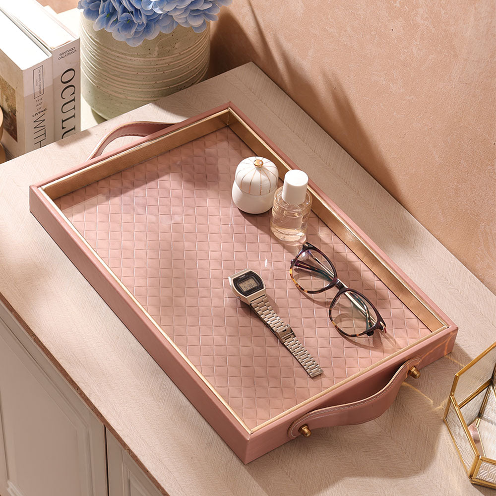 Paca Weave Serving Tray Large - Dusty Pink