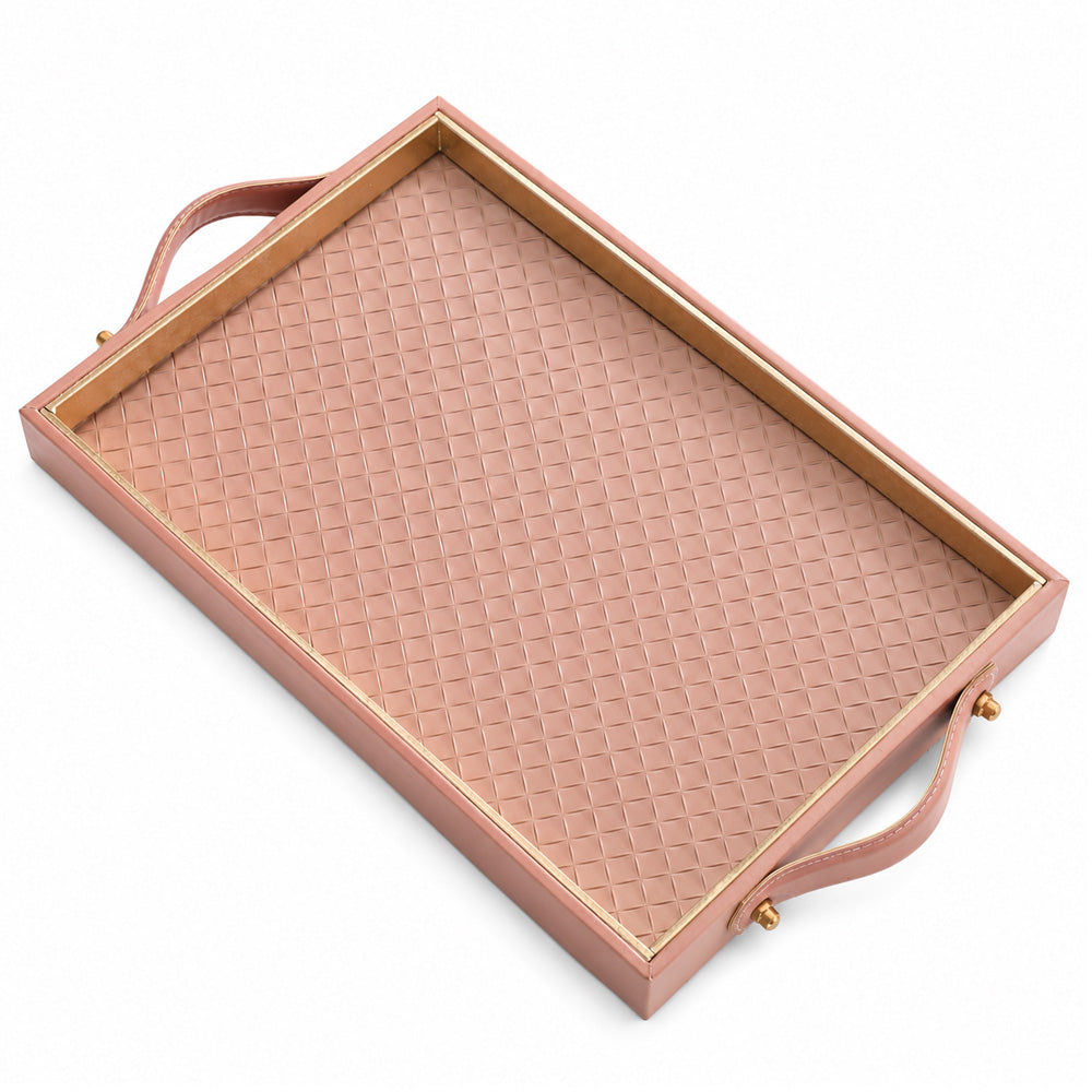 Paca Weave Serving Tray Large - Dusty Pink