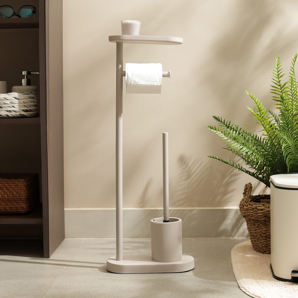Pacific Toilet Brush and Roll Holder - Taupe