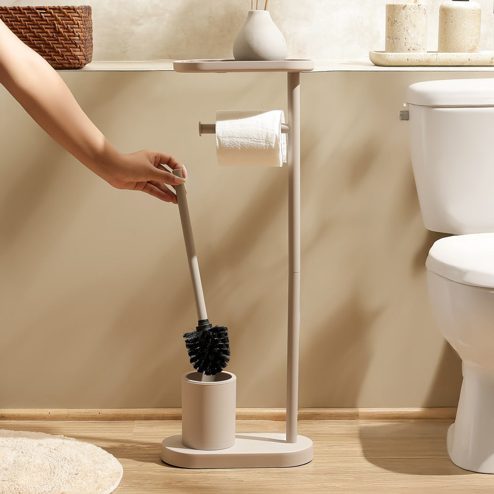 Pacific Toilet Brush and Roll Holder - Taupe