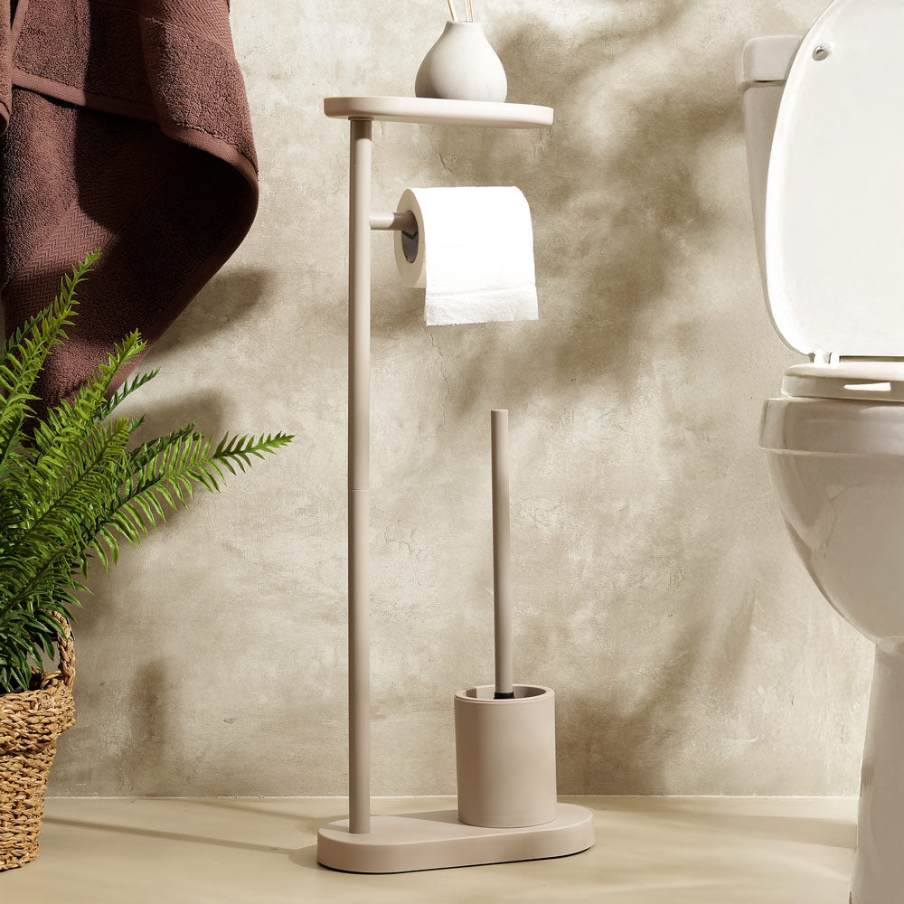 Pacific Toilet Brush and Roll Holder - Taupe