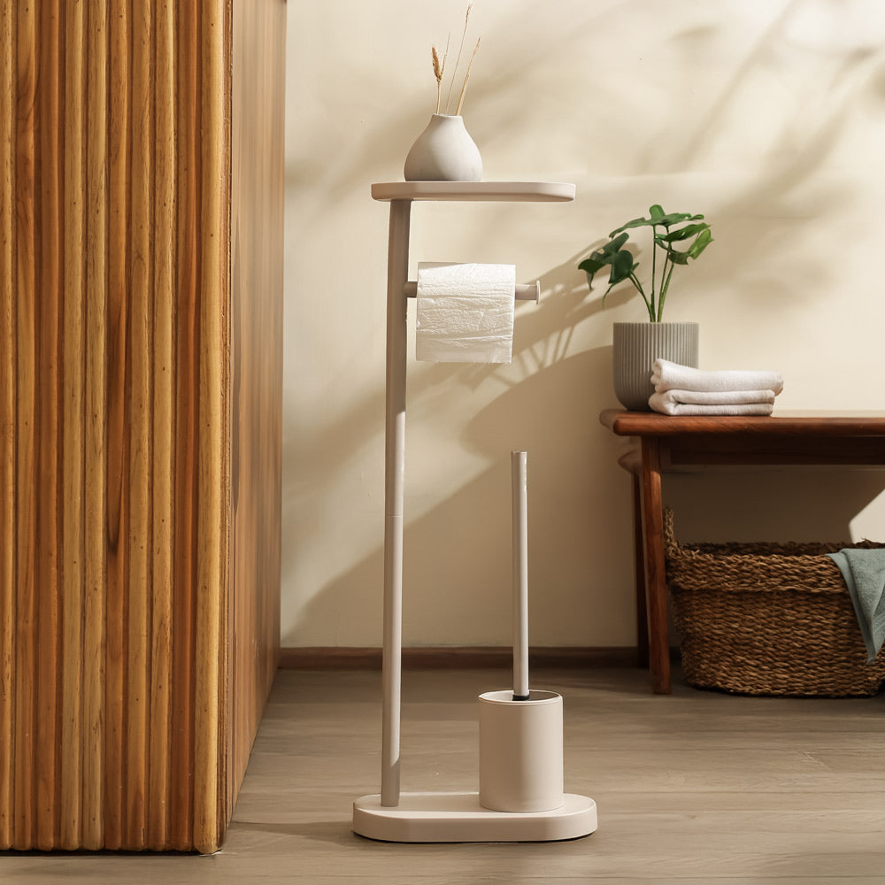 Pacific Toilet Brush and Roll Holder - Taupe